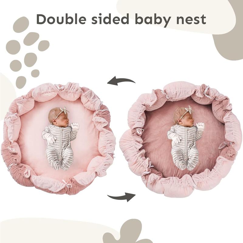 5-in-1 Thick & Plush Baby Play Gym, Tummy Time Play Mat with 6 Toys, Cat Bed