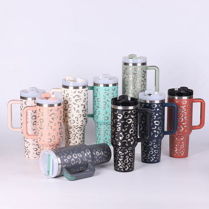 40 Oz Tumbler With Handle Straw Insulated, Stainless Steel Spill Proof Vacuum Coffee Cup